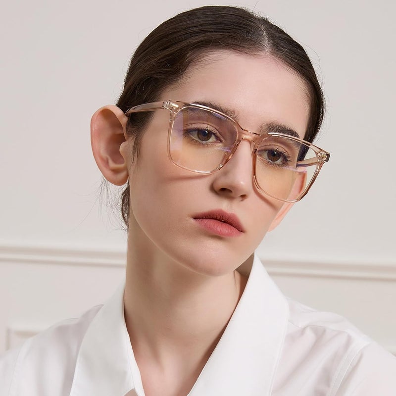 MACJERO Oversized Square Blue Light Blocking Glasses for Women Men, Anti-Fatigue Computer Monitor Gaming Glasses Reduce Eye Strain((transparent Brown) - Image 2
